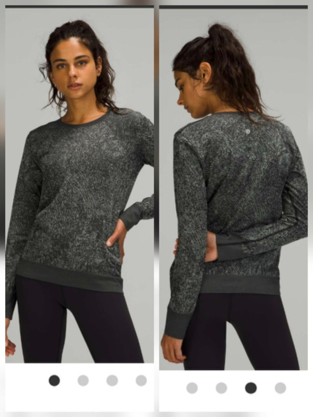 Lululemon Swiftly Breathe Long Sleeve Floral Fauna Black / Rhino Grey